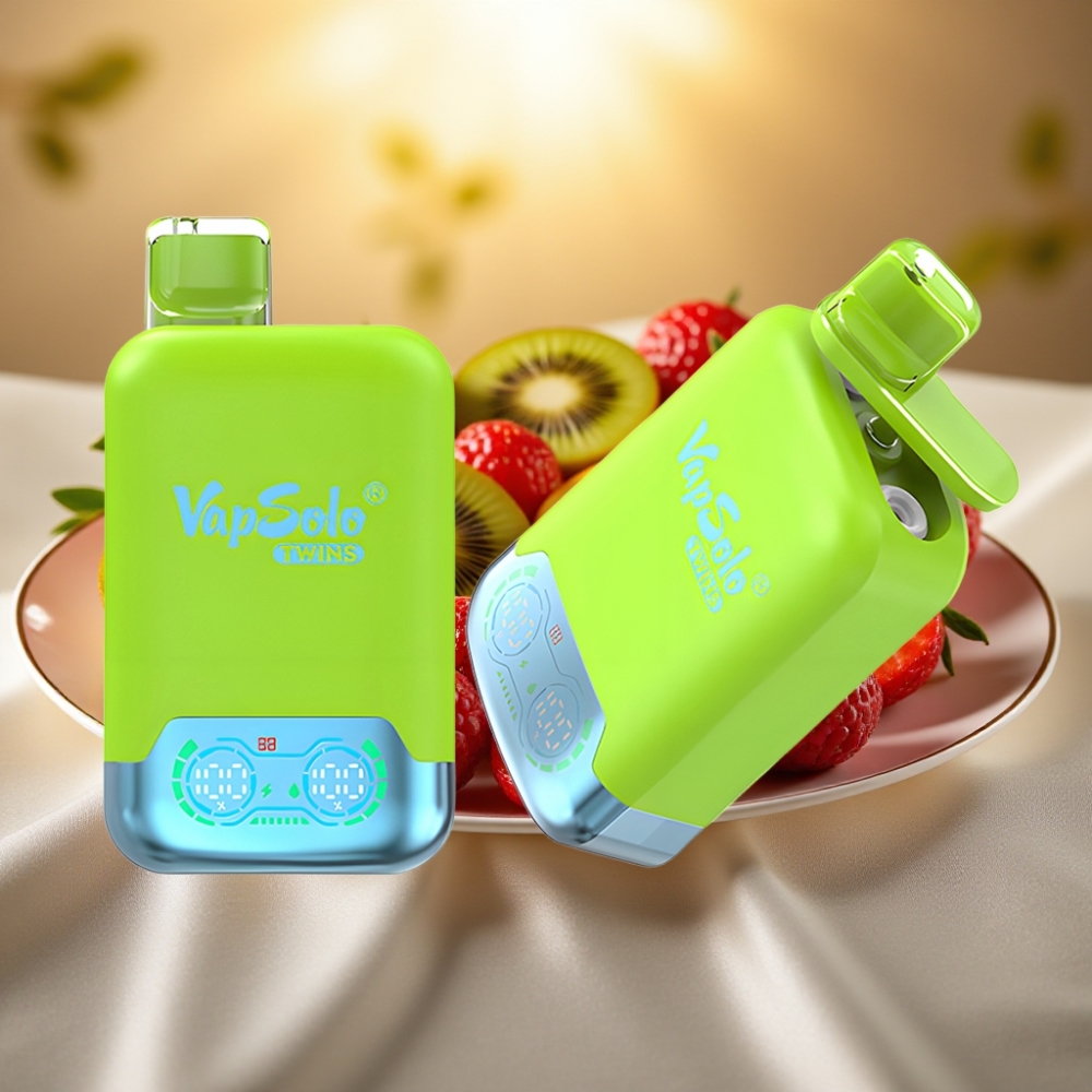 Vapsolo Twins 20000 Puffs Fraise Kiwi & Fraise Framboise Cerise Glace - 40ml, 20/50mg, Type-C