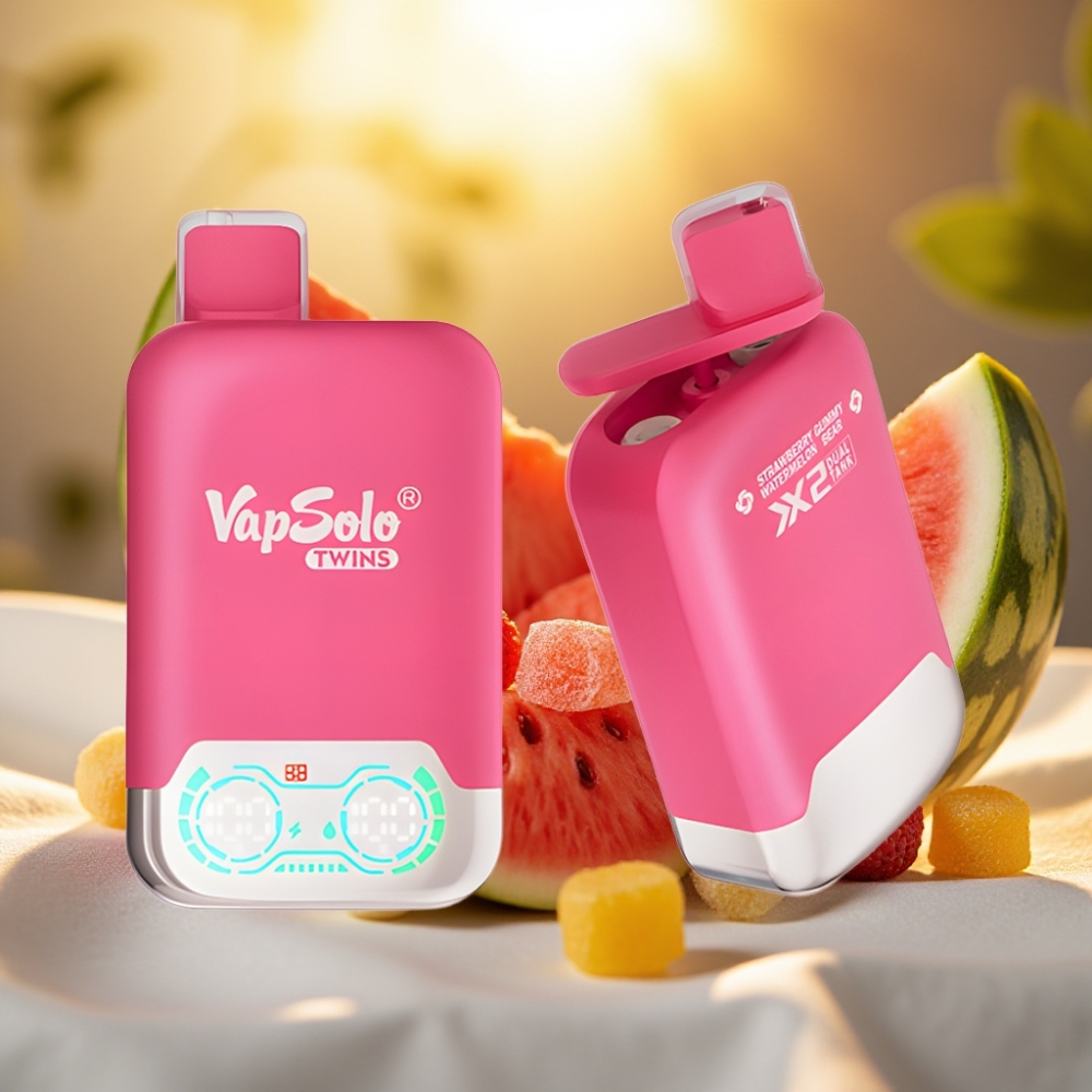 Vapsolo Twins 20000 Puffs Fraise Pastèque & Ourson Gélifié – 40 ml, 20/50mg/ml, Type-C