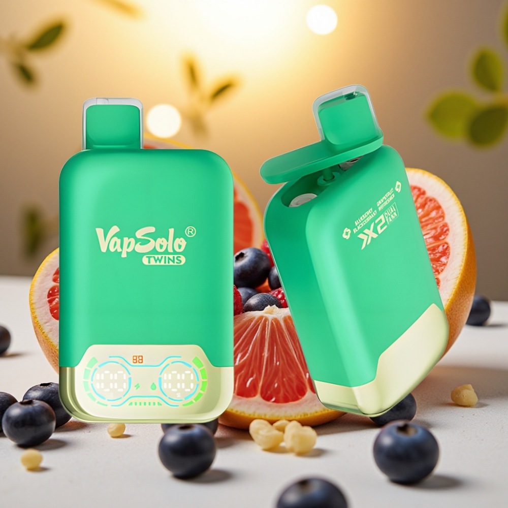Vapsolo Twins 20000 Puffs Myrtille Cassis & Pamplemousse Rafraîchissant - 40ml, 20mg/ml/50mg/ml, Type-C