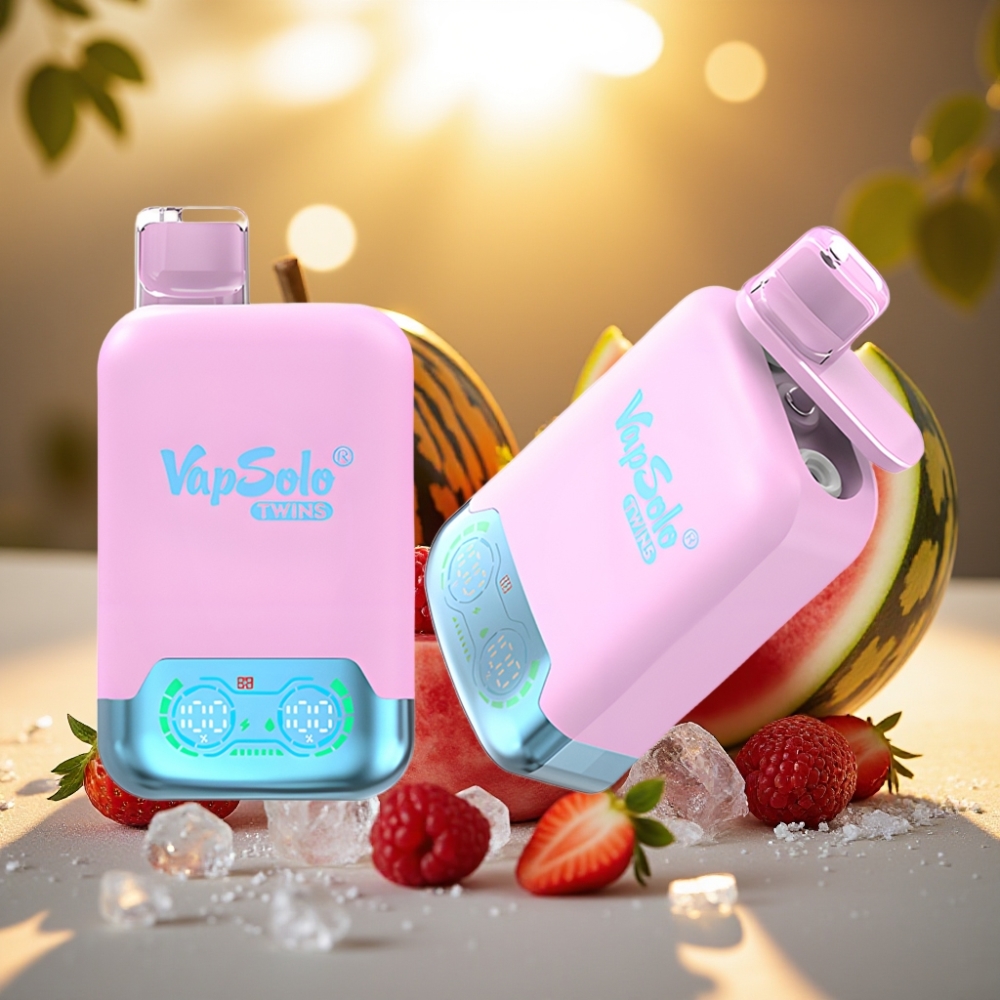 Vapsolo Twins Glace Noire Fruit du Dragon Fraise & Framboise Pastèque 20000 Puffs 40ml 50mg/ml Type-C