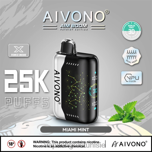 Cigarette Électronique Jetable Prix - Aivono AIM BOOM 25000 menthe de Miami 2D686349