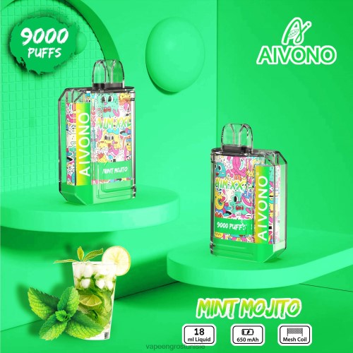 Cigarette Électronique Prix - Aivono AIM XXL Autocollant bouche 9000 transparent mojito à la menthe 2D68655
