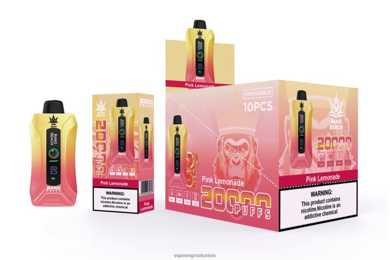 Cigarette Electronique Grossiste - Bang Beach Vape à écran intelligent de 20 000 bouffées limonade rose LV0DLZ4