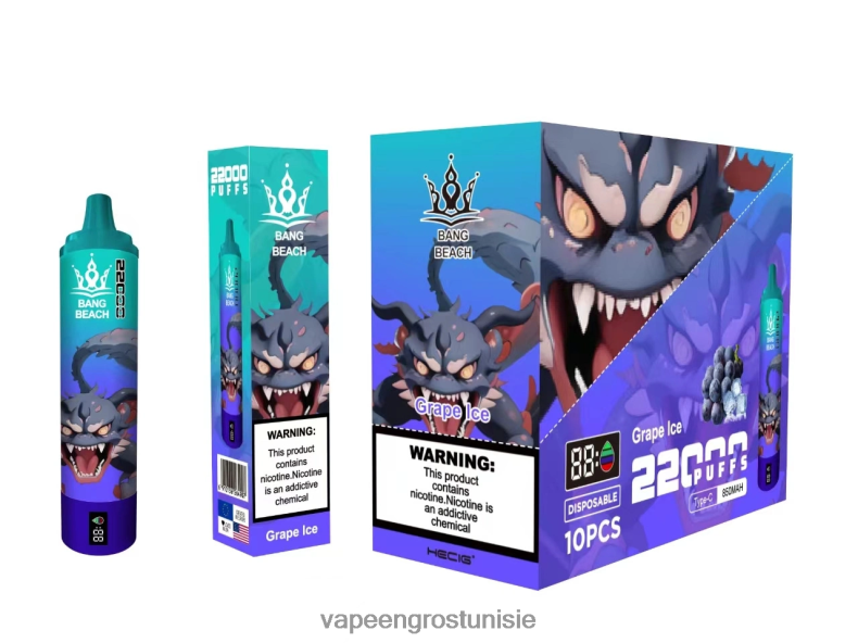Cigarette Électronique Jetable Prix - Bang Beach Écran intelligent de 22 000 bouffées glace aux raisins LV0DLZ19