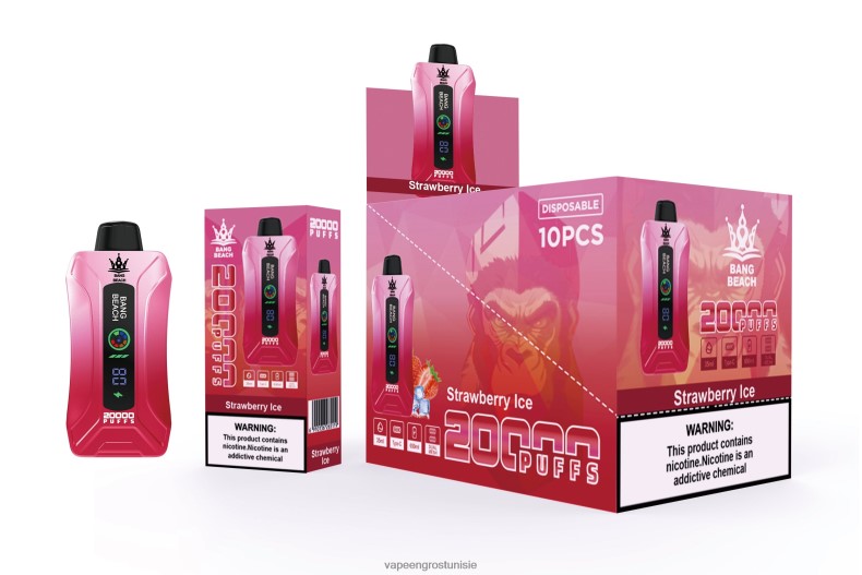 Cigarette Électronique Prix Tunisie - Bang Beach Vape à écran intelligent de 20 000 bouffées glace à la fraise LV0DLZ6