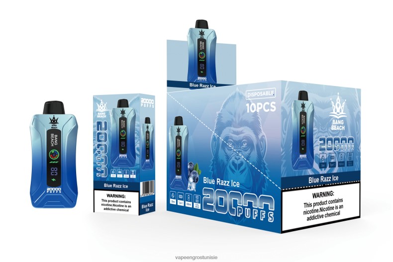 Vape En Gros - Bang Beach Vape à écran intelligent de 20 000 bouffées glace bleue LV0DLZ11