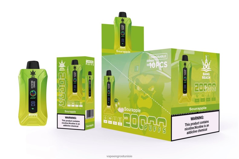 Vape En Gros - Bang Beach Vape à écran intelligent de 20 000 bouffées pomme aigre LV0DLZ1