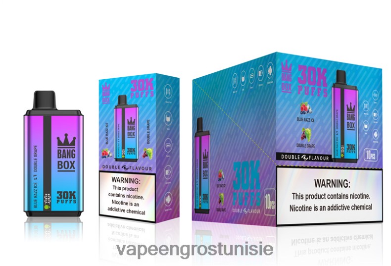 Cigarette Electronique Grossiste - Bang Box 30 000 bouffées double saveurs glace bleue au razz et double raisin LV0DLZ72