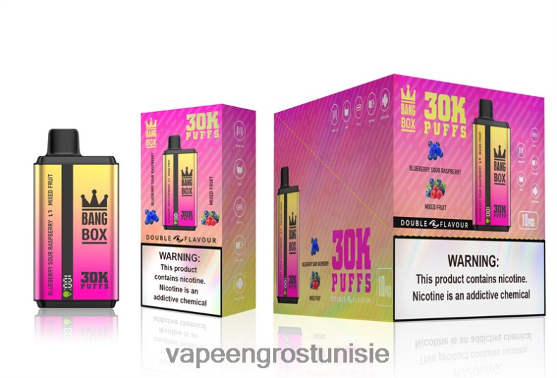 Cigarette Électronique Tunisie - Bang Box 30 000 bouffées double saveurs myrtille, framboise acidulée et mélange de fruits LV0DLZ66