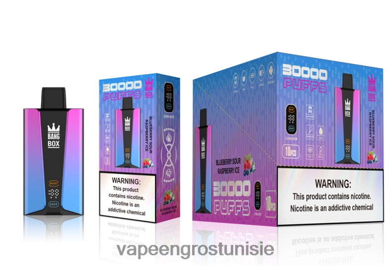 Vapoteuse En Gros - Bang Box Écran intelligent de 30 000 bouffées glace à la myrtille et à la framboise LV0DLZ81