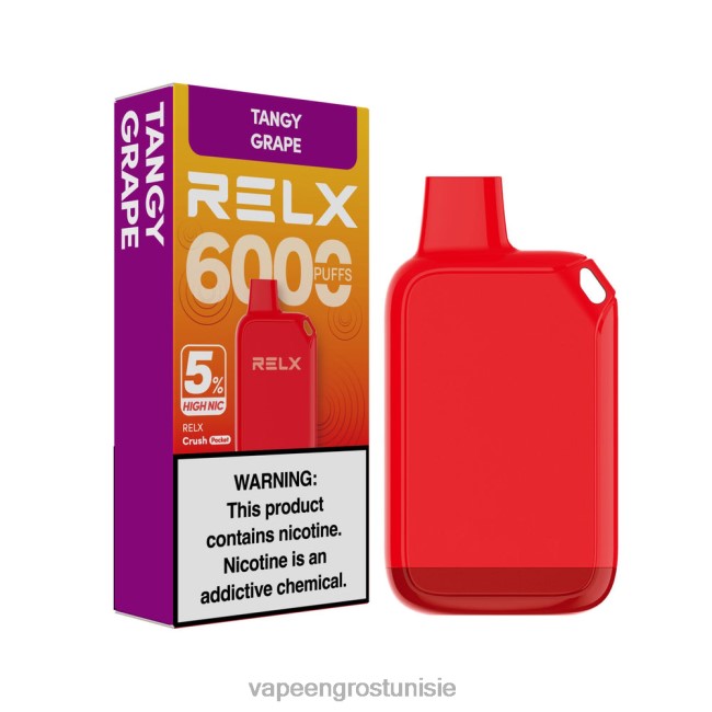 Cigarette Électronique Jetable - RELX Crush Pocket 6000 5 % de nic élevé raisin acidulé 2B62N27