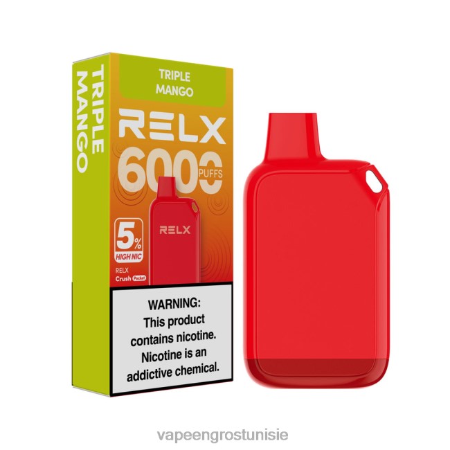 Cigarette Électronique Prix Tunisie - RELX Crush Pocket 6000 5 % de nic élevé triple mangue 2B62N26