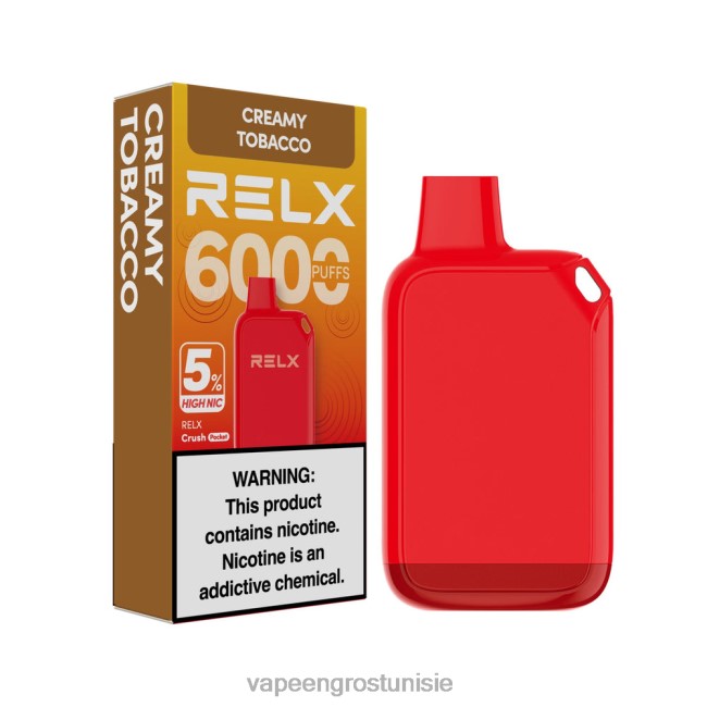 Cigarette Électronique Tunisie - RELX Crush Pocket 6000 5 % de nic élevé tabac crémeux 2B62N28