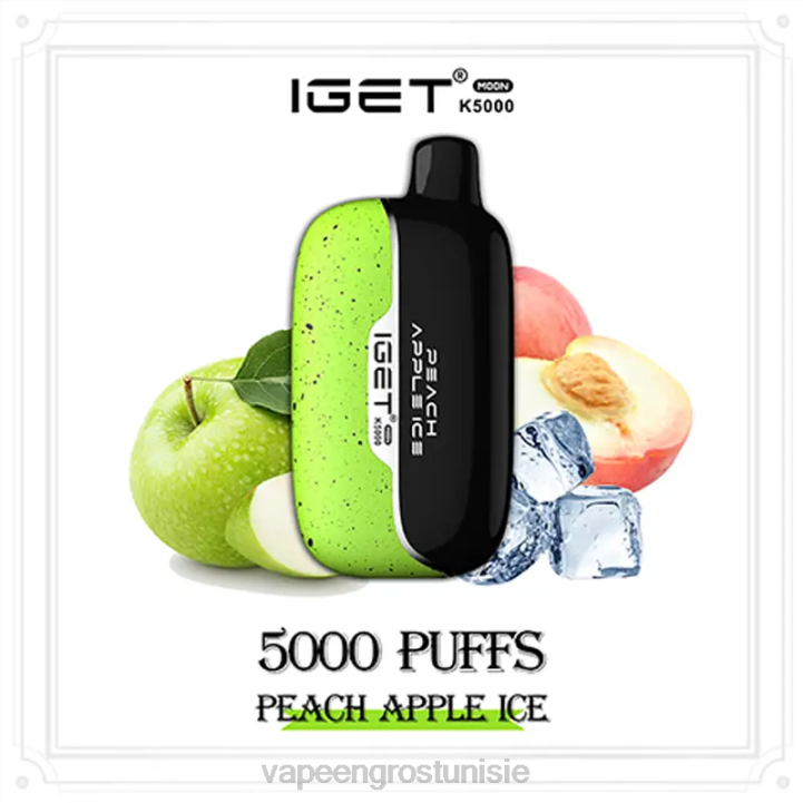 Cigarette Électronique Jetable - IGET Moon k5000 02DN7 glace aux pommes et aux pêches