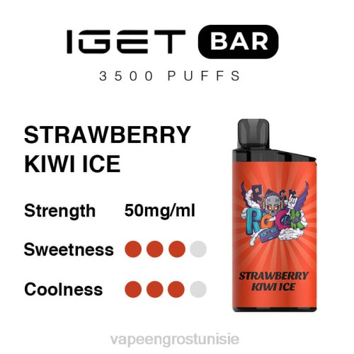 Cigarette Électronique Jetable Tunisie - glace fraise kiwi NHPL90 IGET BAR 3500 5% de nicotine