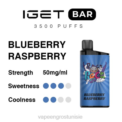 Vape En Gros Tunisie - myrtille framboise NHPL92 IGET BAR 3500 5% de nicotine