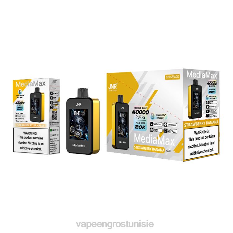 Cigarette Électronique Prix Tunisie - JNR MediaMax 40 000 bouffées N82216 fraise banane