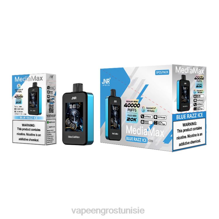 Vape En Gros - JNR MediaMax 40 000 bouffées N82221 glace bleue