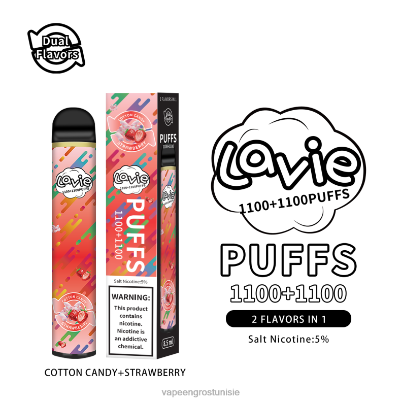 Vapoteuse En Gros - LAVIE BAR Switch 2200 bouffées 80XZV293 barbe à papa/fraise