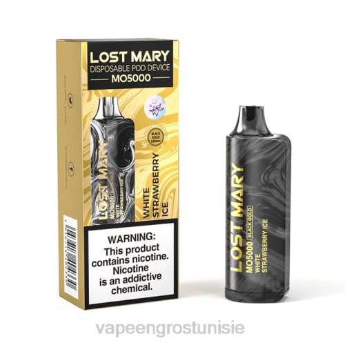 Cigarette Électronique Jetable - glace à la fraise blanche NHPL347 LOST MARY MO5000 or noir 10ml