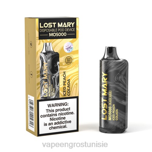 Cigarette Électronique Prix - Colada glacée aux pêches NHPL345 LOST MARY MO5000 or noir 10ml
