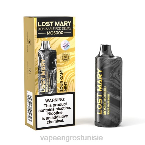 Cigarette Électronique Prix Tunisie - menthe gami aigre NHPL346 LOST MARY MO5000 or noir 10ml