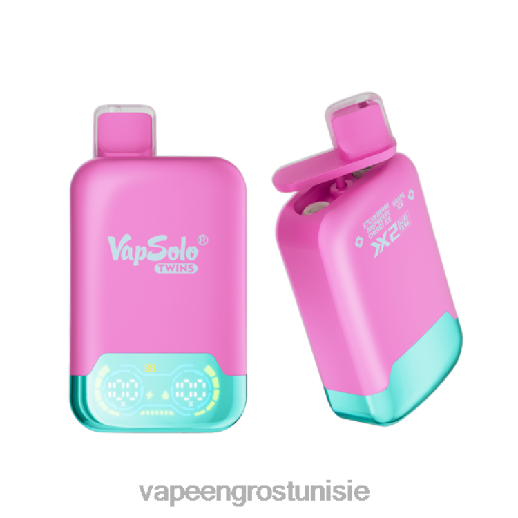 Cigarette Électronique Jetable - Vapsolo TWINS vape jetable glace fraise framboise cerise & glace raisin 6N6RB127